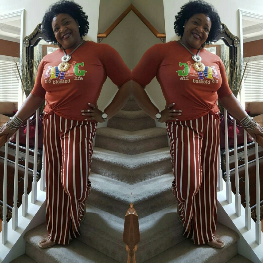 ***SOLD Rust orange and cream lounge pants